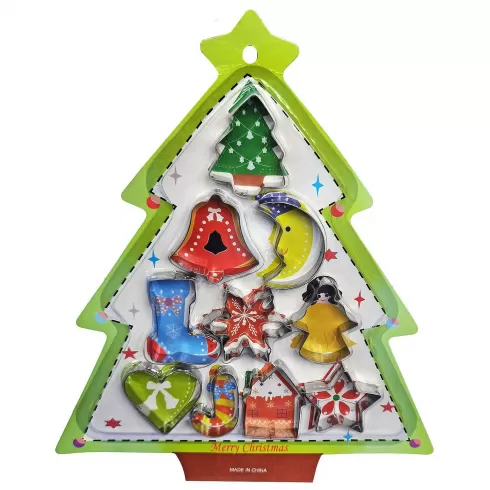 Κουπ πατ μεταλλικά σετ 10 τεμαχίων σε συσκευασία Xmas δέντρο 30x26.5cm Xmasfest 1133841