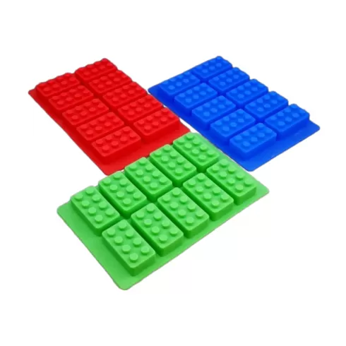 Φόρμα σιλικόνης για 10 παγάκια σε σχήμα τουβλάκι Lego τυχαία επιλογή χρώματος