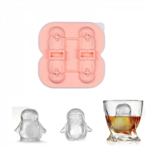 Φόρμα σιλικόνης για 4 παγάκια σε σχήμα πιγκουίνου 5x3εκ FNL08