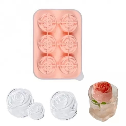 Φόρμα σιλικόνης για 6 παγάκια σε σχήμα τριαντάφυλλου 4x4εκ FNL06