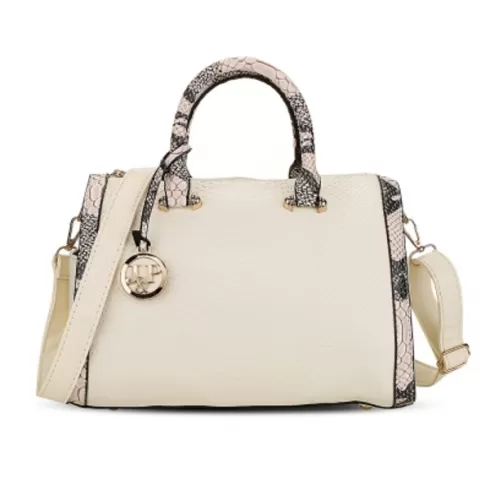 Τσάντα ώμου Μπεζ - Fashion Snake Texture Wave Handbag Shoulder Ladies Bag