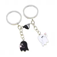 Σετ 2τεμ μπρελόκ ζευγάρι φαντασματάκια με μαγνητική καρδιά Άγιος Βαλεντίνος #1