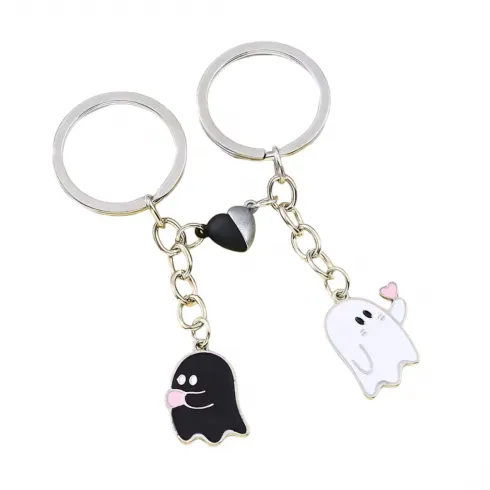 Σετ 2τεμ μπρελόκ ζευγάρι φαντασματάκια με μαγνητική καρδιά Άγιος Βαλεντίνος #1