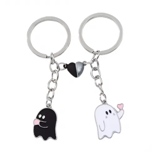 Σετ 2τεμ μπρελόκ ζευγάρι φαντασματάκια με μαγνητική καρδιά Άγιος Βαλεντίνος