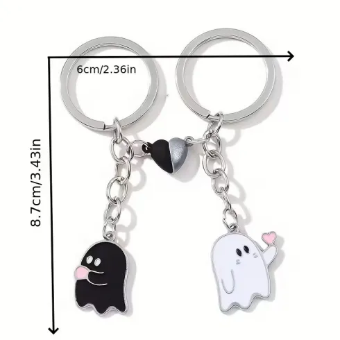 Σετ 2τεμ μπρελόκ ζευγάρι φαντασματάκια με μαγνητική καρδιά Άγιος Βαλεντίνος #3