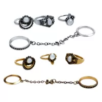 Σετ δαχτυλίδια 5 τεμάχια - Fashion National Style Alloy Rings for Ladies Golden #1