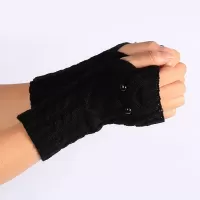 Γυναικεία γάντια Twist Knitted Owl Fingerless Gloves black #2