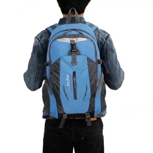 Hong Jing keep walking Casual Waterproof Simple Backpack τσάντας πλάτης αδιάβροχη μαύρο-μπλε 40L #5