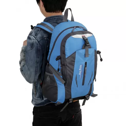 Hong Jing keep walking Casual Waterproof Simple Backpack τσάντας πλάτης αδιάβροχη μαύρο-μπλε 40L #1