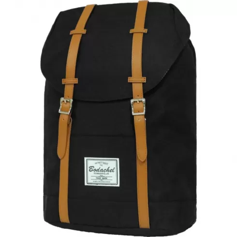 Τσάντα backpack fashion street New York 26x14x38cm μαύρη με καφέ λουράκια