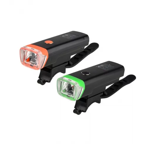 HJ047 USB Επαναφορτιζόμενος Φακός Ποδηλάτου - Rechargeable Waterproof Bike Front Handlebar Flashlight - Μαύρο με Πορτοκαλί