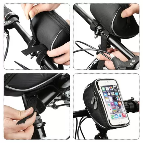 Wozinsky Σακίδιο Τιμονιού Ποδηλάτου με θήκη Touch Screen για κινητό 6,5 inch 0,9L - Μαύρο #7