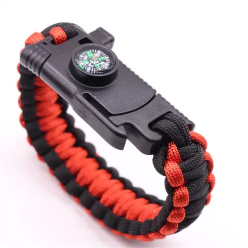 Knife Adjustable Paracord Survival Bracelet Gear 500LB Outdoor Hiking Travelling Red