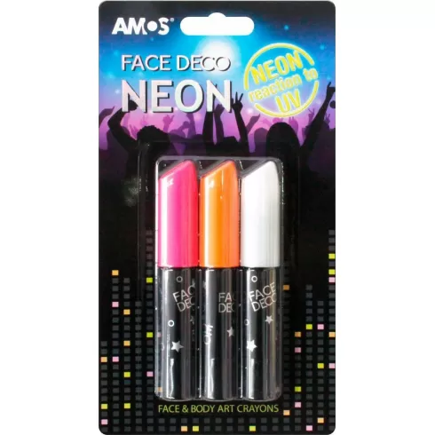 Κραγιόν μακιγιάζ προσώπου Amos face deco neon σετ 3 χρώματα