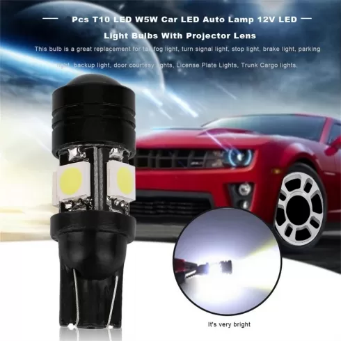 T10 LED W5W 12V Projector Lens1 κόκκινο OEM 1τεμ #2