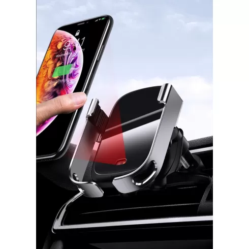 Baseus Rock Smart Vehicle Bracket Wireless Charger 10W Electric Auto Car Mount Bracket Air Vent Holder Qi Charger 10W with Infrared black (WXHW01-01) #8
