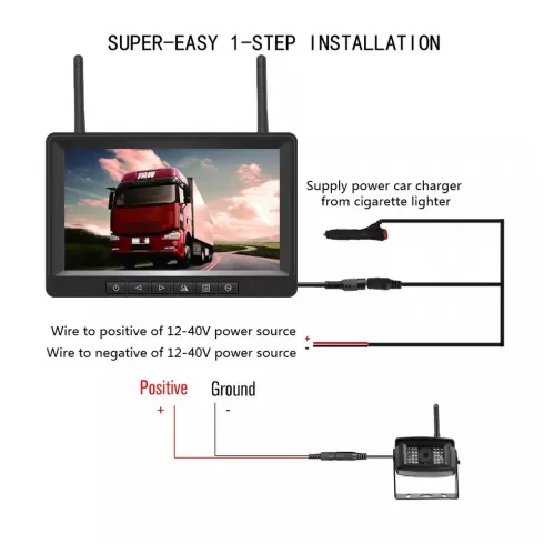 Podofo K0232 2x Κάμερες Οπισθοπορείας με Νυχτερινή Λήψη και οθόνη 7" με καταγραφικό για φορτηγό #5