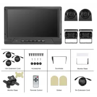 Podofo A3861 Ενσύρματο σετ 4 καμερών οπισθοπορείας με οθόνη 9" και καταγραφικό12v-24v (σύνεση με 4pin) #1