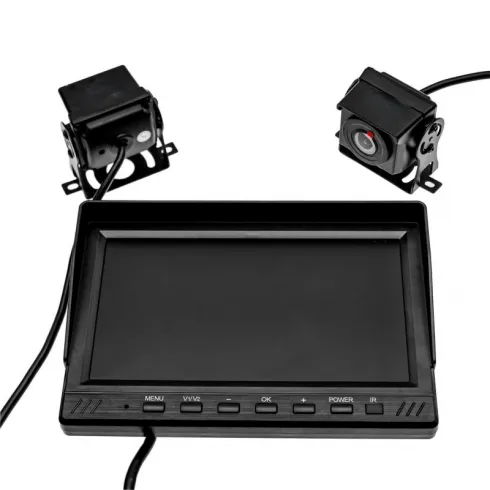 Podofo A3977 Ενσύρματο σετ 2 καμερών 1080p οπισθοπορείας με οθόνη 7" με καταγραφικό 12v-24v (σύνεση με καλώδιο 4pin)