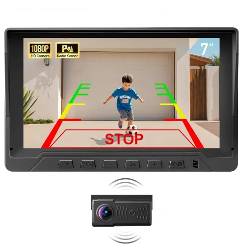 Podofo A4216EU Ενσύρματη κάμερα οπισθοπορείας με νυχτερινή λήψη 1080p - οθόνη 7" IPS και αισθητήρα παρκαρίσματος 12v/24v