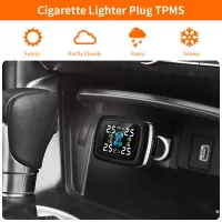 TPMS C100 Tire Pressure Monitoring System Cigarette Lighter Plug TPMS LCD Screen Display 4 External Sensors  #3