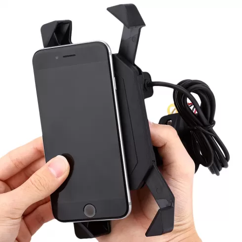 IZTOSS 2 in 1 Motorcycle Handlebar Elastic Cellphone Stand Holder USB Charger Power Outlet Socket #4