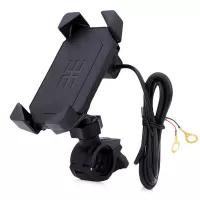 IZTOSS 2 in 1 Motorcycle Handlebar Elastic Cellphone Stand Holder USB Charger Power Outlet Socket