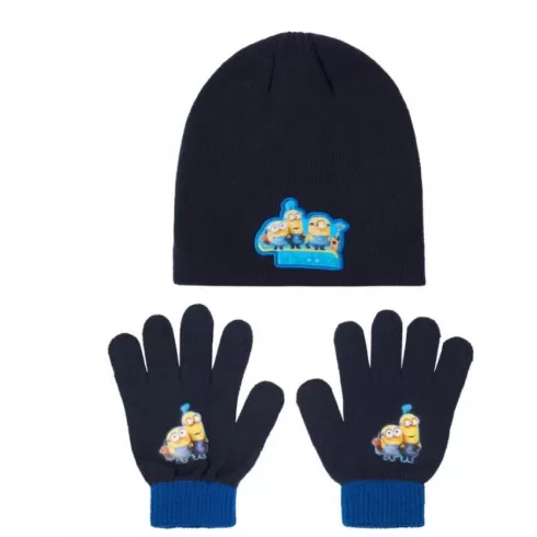 Σετ σκούφος και γάντια Minions για παιδιά - ΣΚΟΥΡΟ ΜΠΛΕ