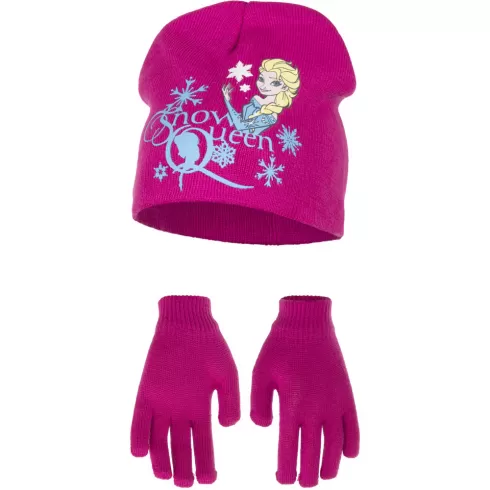 Σετ σκούφος και γάντια Frozen Queen για παιδιά Νο52 - ΦΟΥΞΙΑ