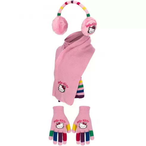 Σετ Hello Kitty Αυτάκια με γάντια και κασκόλ - ΡΟΖ