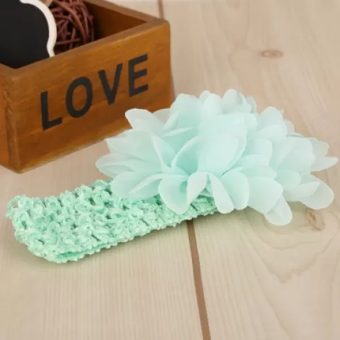 Βρεφική κορδέλα Μέντα Charming Girl Child Flower Floral Shape Chiffon Knitting Elastic Headwear Headband #3