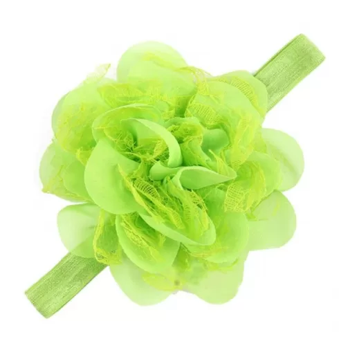 Βρεφική κορδέλα λαχανί με λουλούδι και δαντέλα 