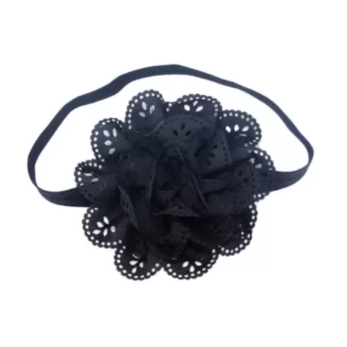 Βρεφική κορδέλα λουλούδι μαύρο