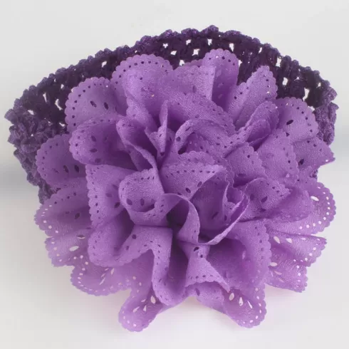 Βρεφική πλατιά κορδέλα λουλούδι μωβ #1