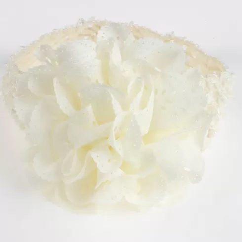 Βρεφική πλατιά κορδέλα λουλούδι μπεζ