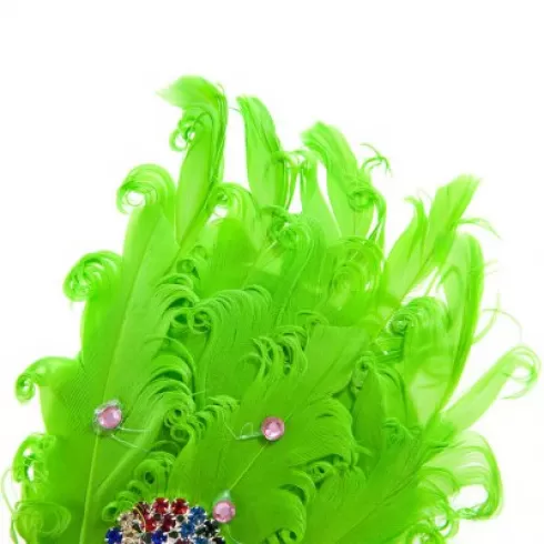 Βρεφική κορδέλα πράσινη με φούξια φιόγκο Stylish Feather Flower Diamond Stretchy Baby Girls Headband #4