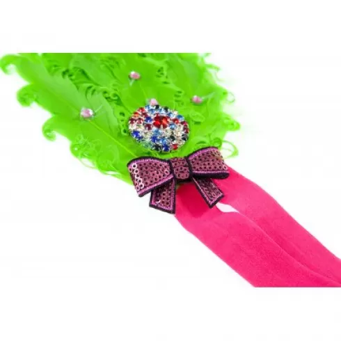 Βρεφική κορδέλα πράσινη με φούξια φιόγκο Stylish Feather Flower Diamond Stretchy Baby Girls Headband #1