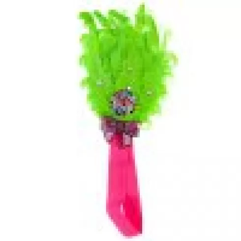 Βρεφική κορδέλα πράσινη με φούξια φιόγκο Stylish Feather Flower Diamond Stretchy Baby Girls Headband #2
