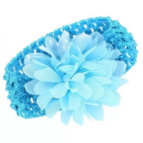 Βρεφική κορδέλα Μπλε Charming Girl Child Flower Floral Shape Chiffon Knitting Elastic Headwear Headband