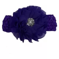 Βρεφική κορδέλα με Πέρλες και Στρας Μωβ #1