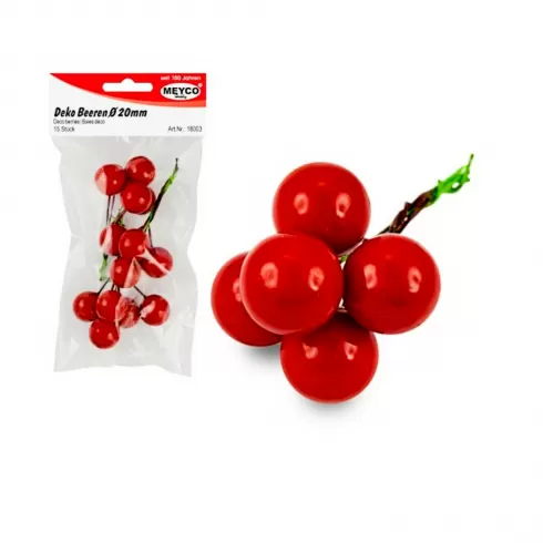 Meyco διακοσμητικά χειροτεχνίας Χριστουγέννων μούρα φ20mm 15τεμ