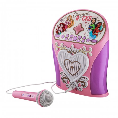 eKids Disney Princess Bluetooth MP3 Boombox Karaoke & ενσωματωμένο Μικρόφωνο για παιδιά και εφήβους με μουσική, φωτισμό, Sound Effects (Di-554DP) (Μωβ/Ροζ) DI-554DP