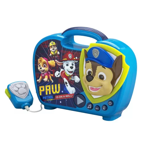 eKids Paw Patrol Boombox Karaoke & Ενσύρματο Μικρόφωνο για παιδιά με ενσωματωμένη μουσική, φωτισμό, Sound Effects (PW-115) (Μπλε/Κίτρινο) 