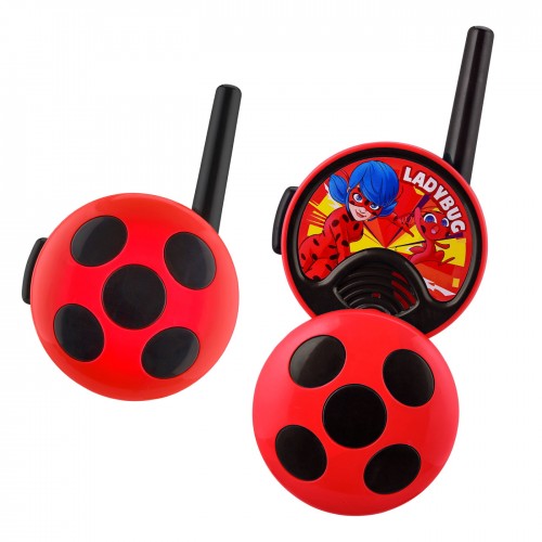 eKids Miraculous Ladybug Σετ 2 Walkie Talkies για παιδιά & ενήλικες με ενσωματωμένο μεγάφωνο και εμβέλεια 150 μέτρων (‎MC-207) (Μαύρο/Κόκκινο)