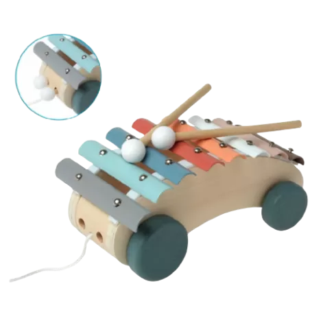 Kiokids Παιχνίδι Ξύλινο Ξυλόφωνο Αμαξάκι 25x13cm 3142