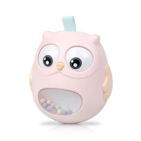 Kiokids Κουδουνίστρα Roly-Poly Κουκουβάγια Ροζ (3030)