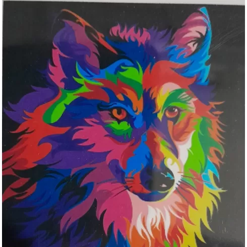 Μωσαϊκό με ψηφίδες τύπου διαμάντια Λύκος με χρώματα 30 x 30 cm 9443