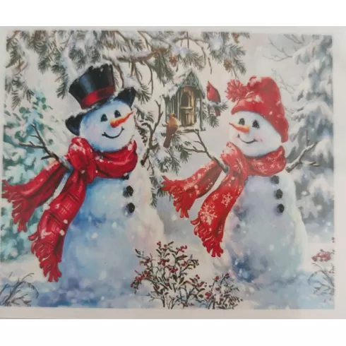 Χριστουγεννιάτικο μωσαϊκό με ψηφίδες τύπου διαμάντια Χιονάνθρωποι 50 x 40 cm 9803