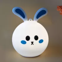 BJB-01 1.5W Silicone Night RGB + Warm Light Pat Rabbit - Μπλε #1
