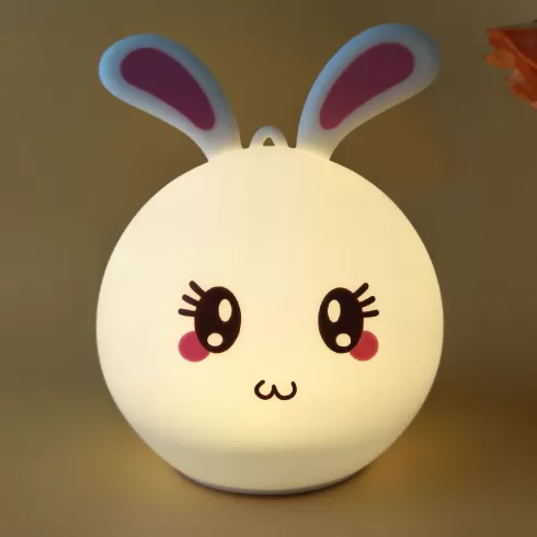 BJB-01 1.5W Silicone Night RGB + Warm Light Pat Rabbit - Ροζ #4